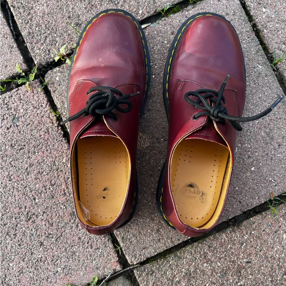 Dr. Martens Red Oxfords with Smooth Leather and Black Laces